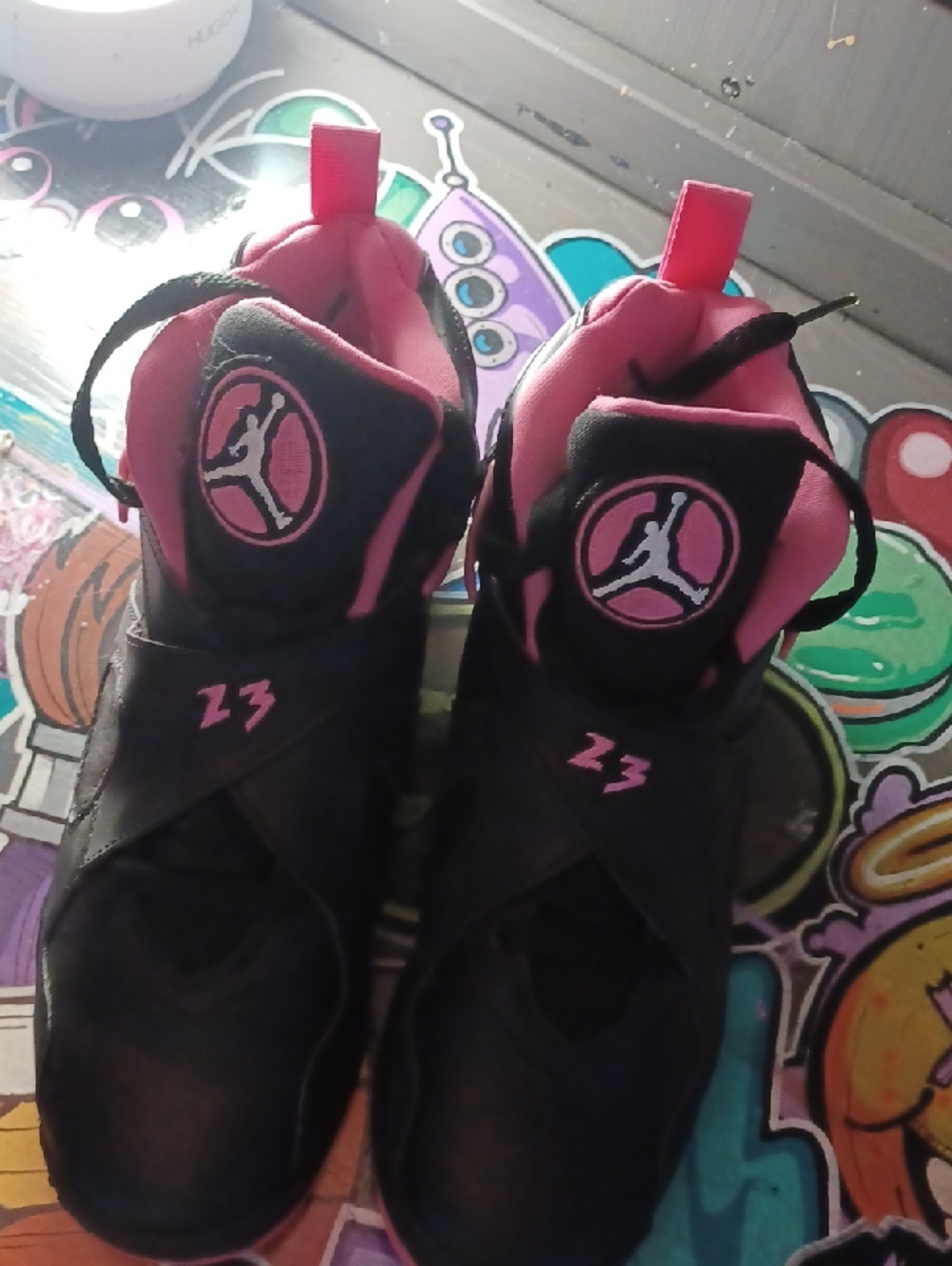 Air Jordan 8                     Black and Hot Pink High-Top Sneakers